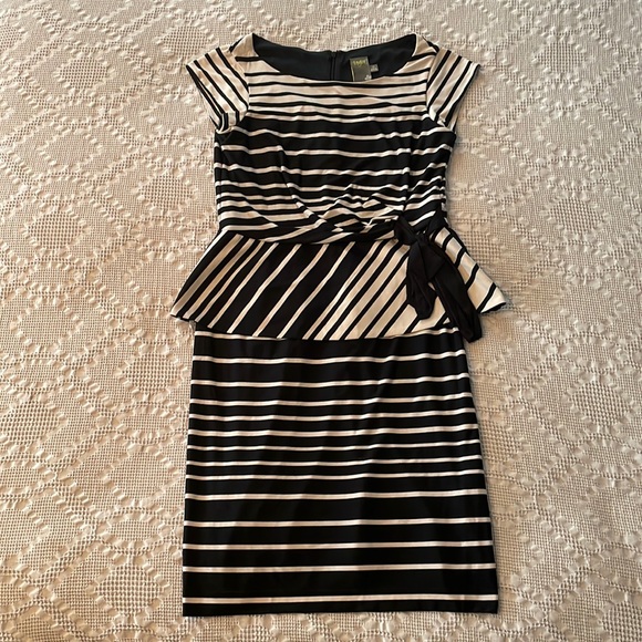 Taylor Black & Cream Striped Dress - Picture 3 of 6